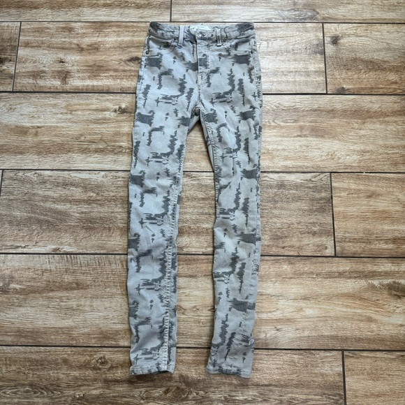 Free People Green Khaki High Rise Skinny Jeans Size 26 Jacquard High Rise Pants - Picture 2 of 13